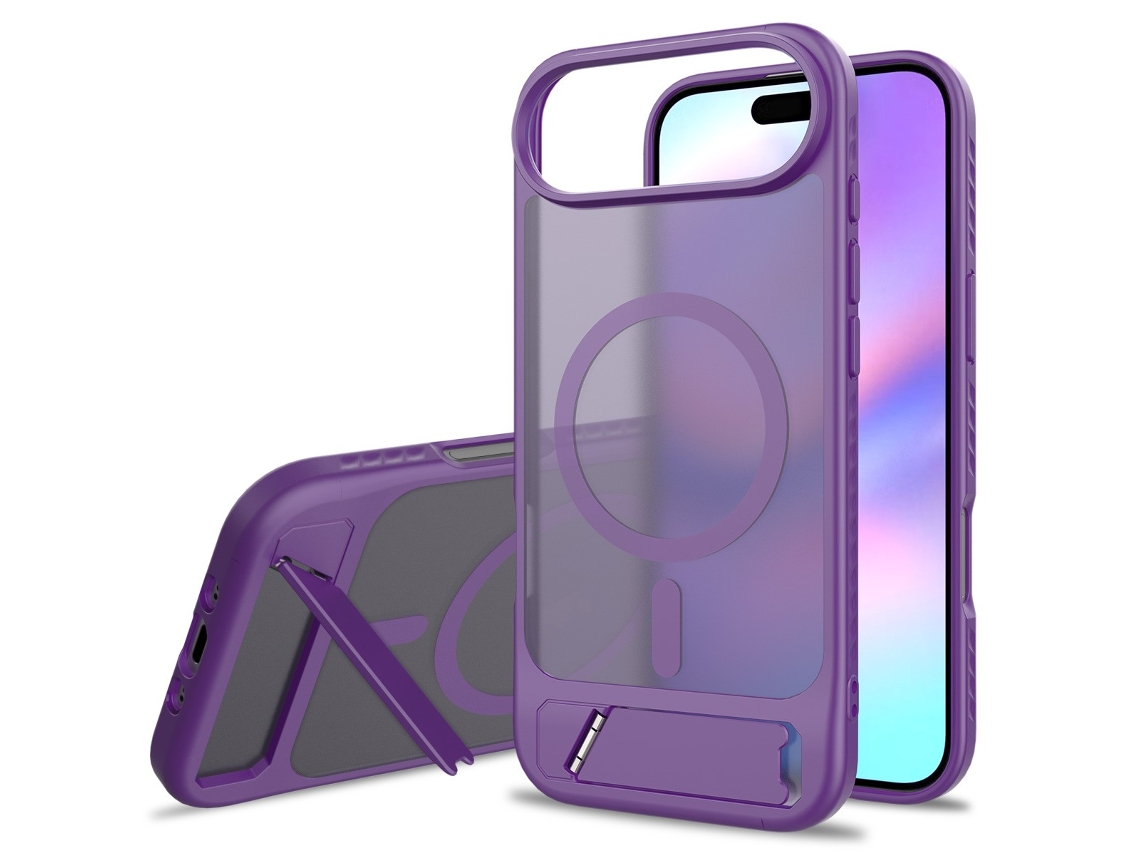 Compatível Com Iphone 17 Air Capa Com Suporte Magnético 2 Em 1, Capa Com Toque Aveludado, Suporte Invisível Fosco (roxo Escuro)