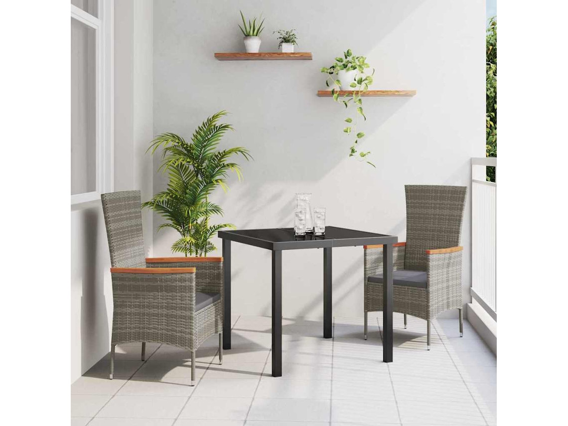 Vidaxl Conjunto De Jantar Para Jardim 3 Unid. Cinzeto