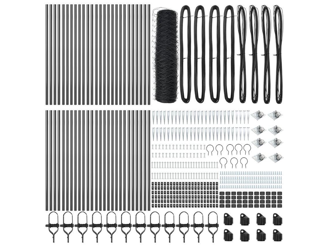 Conjunto 1 Cerca Externa Vidaxl Cinzento Aço (100 X 0,4 M)