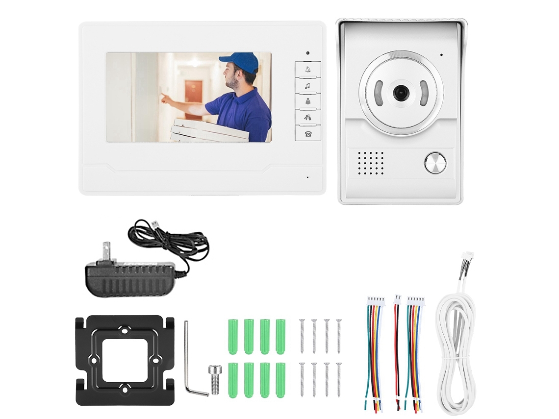 Campainha De Vídeo Com Intercomunicação De Alta Definição Colorida De 7 Polegadas (resistente À Água, Visão Noturna Infravermelha)