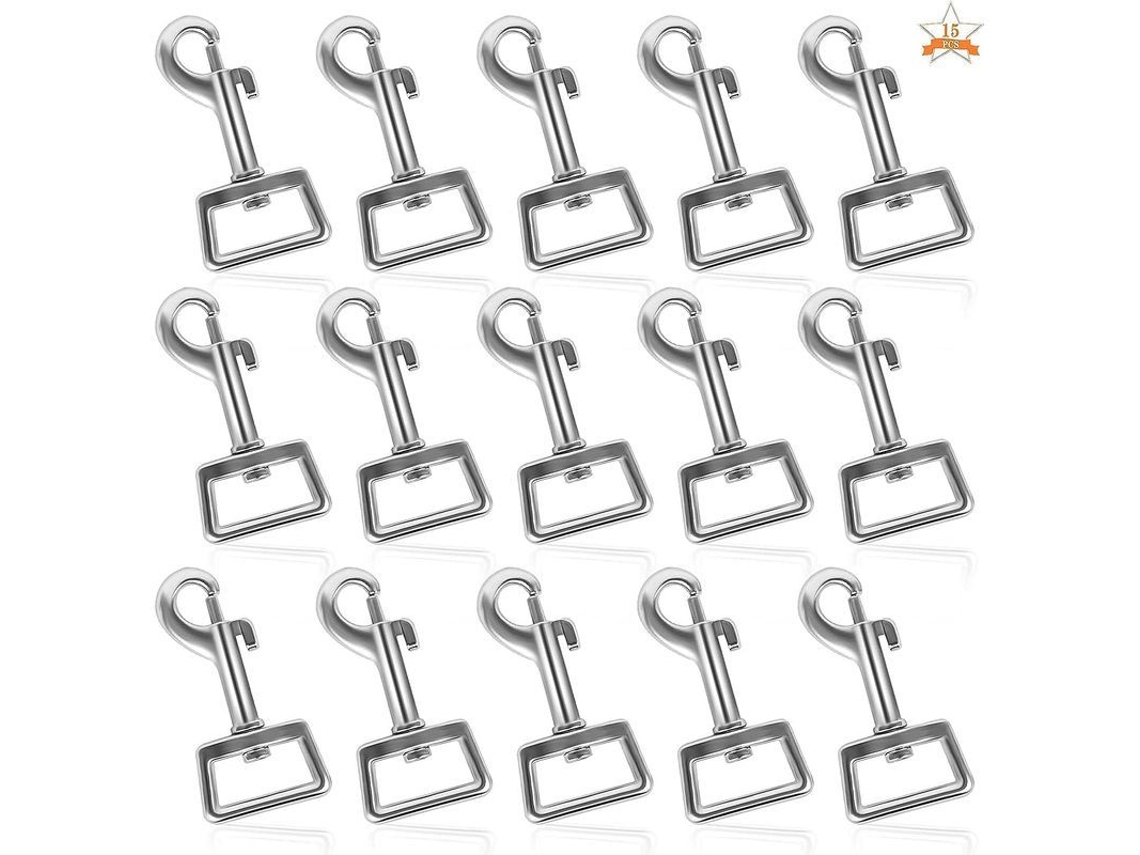 Ganchos giratorios resistentes Linjou, 15 unidades, para collares, correas y cinturones