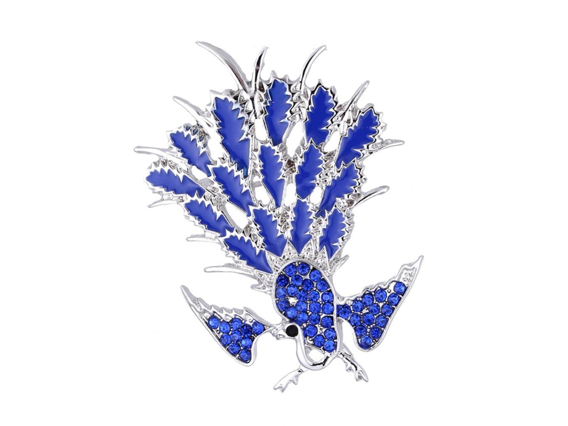 Broche De Corsagem Adorno De Pavão Com Strass Azul Em Epóxi
