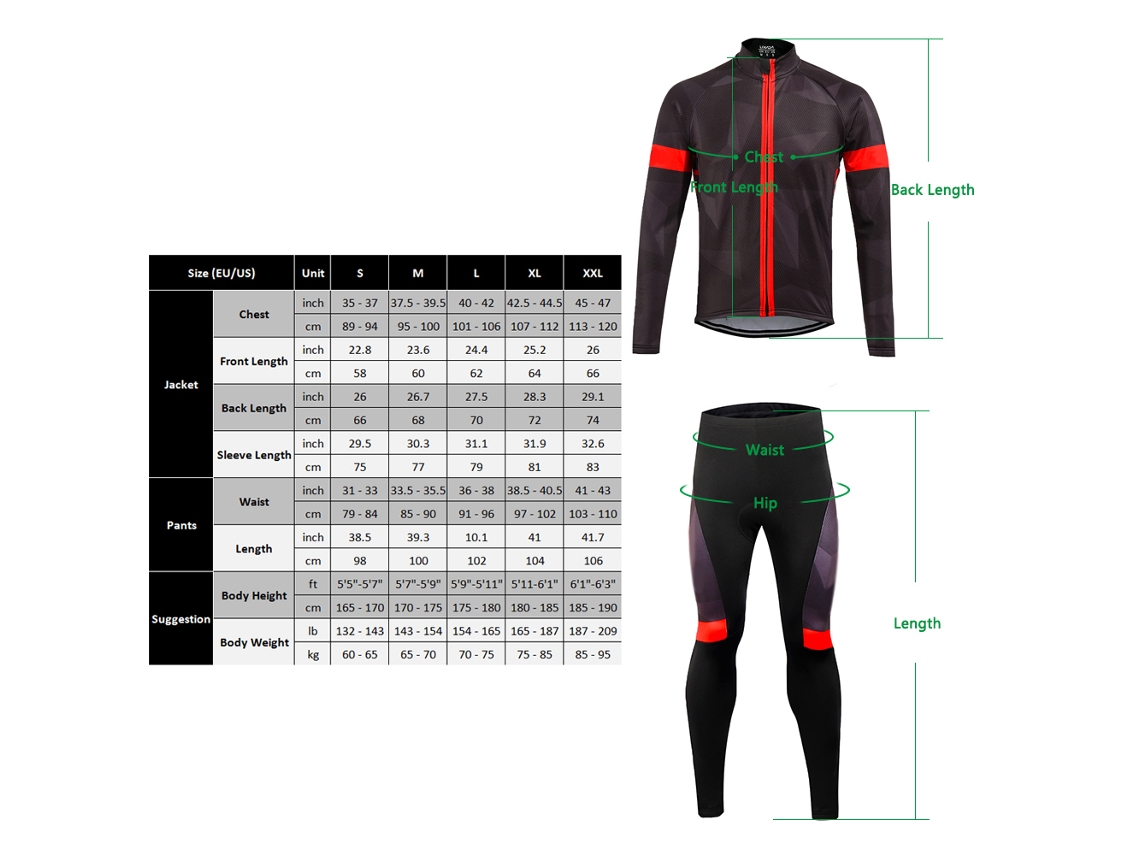 Conjunto de Roupa de Ciclismo de Inverno para Homem S/MARCA
