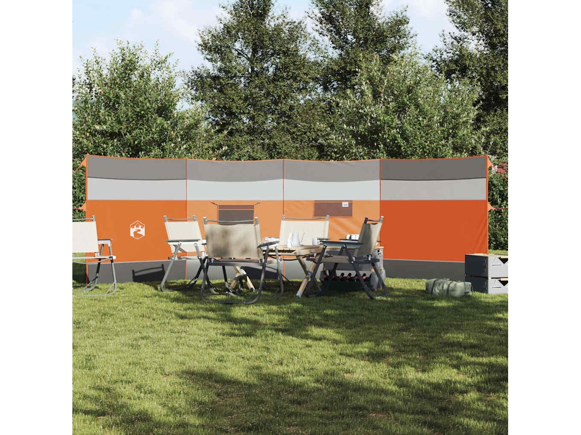 Vidaxl Corta-vento De Campismo 510x153 Cm Impermeável Cinza/laranja