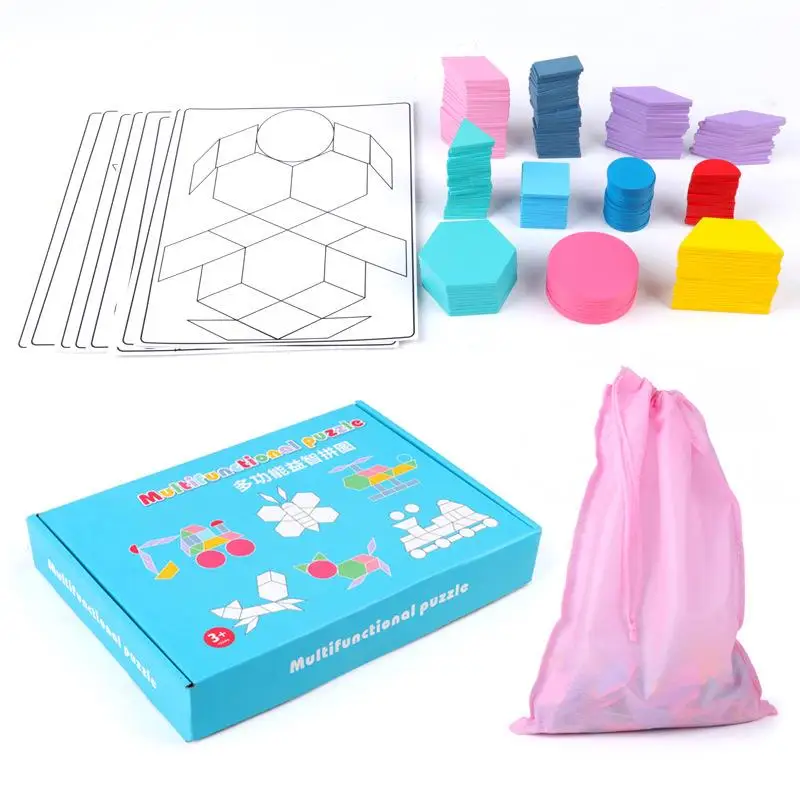 Colorido Criativo Tangram Conjunto De Quebra-cabeça De Madeira Para Bebê Montessori 3d Puzzle Toys