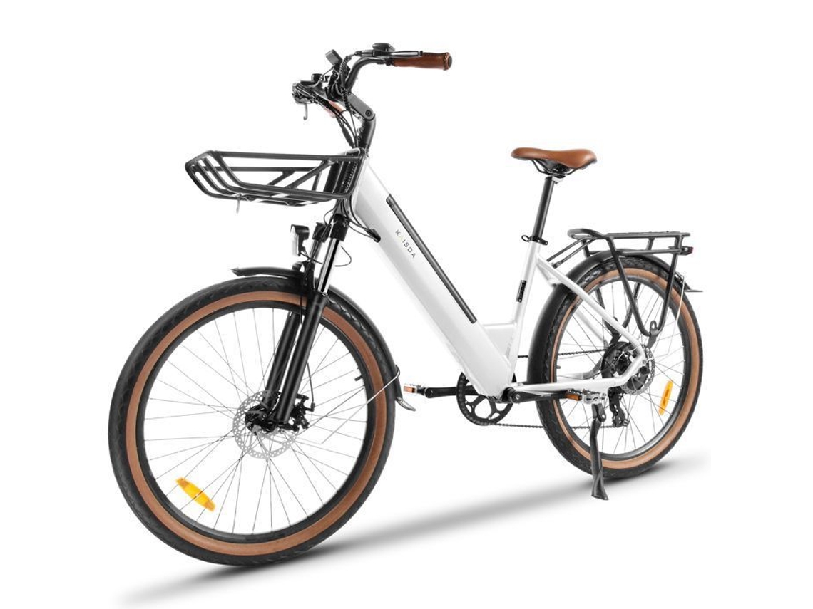 Bicicleta Elétrica Urbana Motor 350 W Bateria 36 V 16 Ah Branca 26 Polegadas 2,4 KAISDA