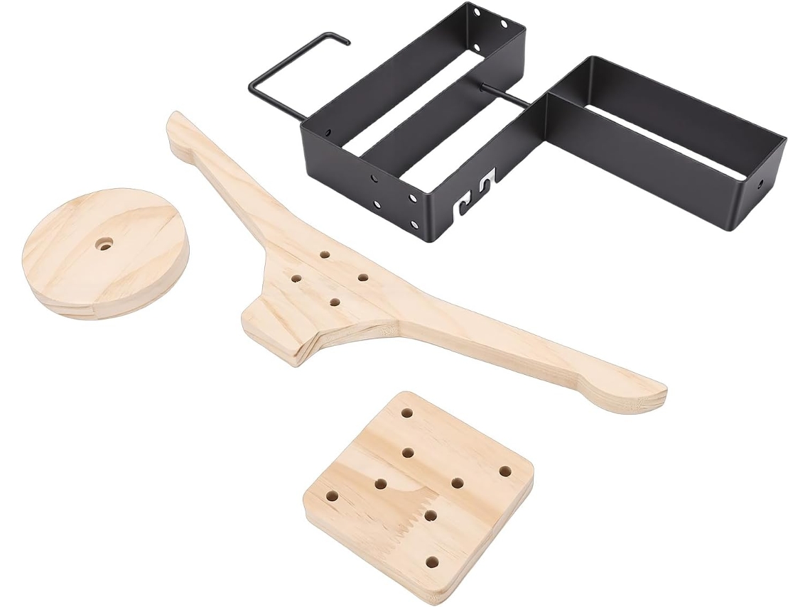Suporte para Capacete de Motocicleta, Montado na Parede, Feito de Madeira e Aço Carbono, Suporte para Capacete Compacto com Gancho. SFUSHOS