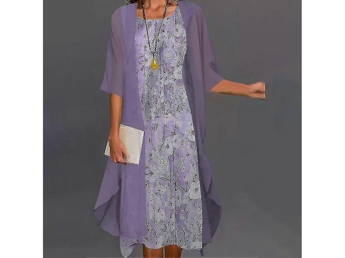 2026 vestido Boho para Mulher com Cardigã Estampado Floral Casual Duas Peças S2024123014869
