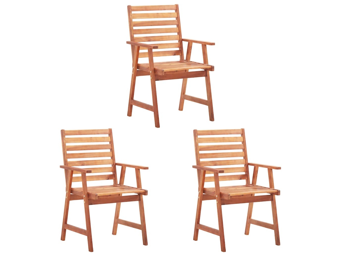 Maison Exclusive - Cadeiras De Jantar P/ Jardim 3 Pcs C/ Almofadões Acácia Maciça