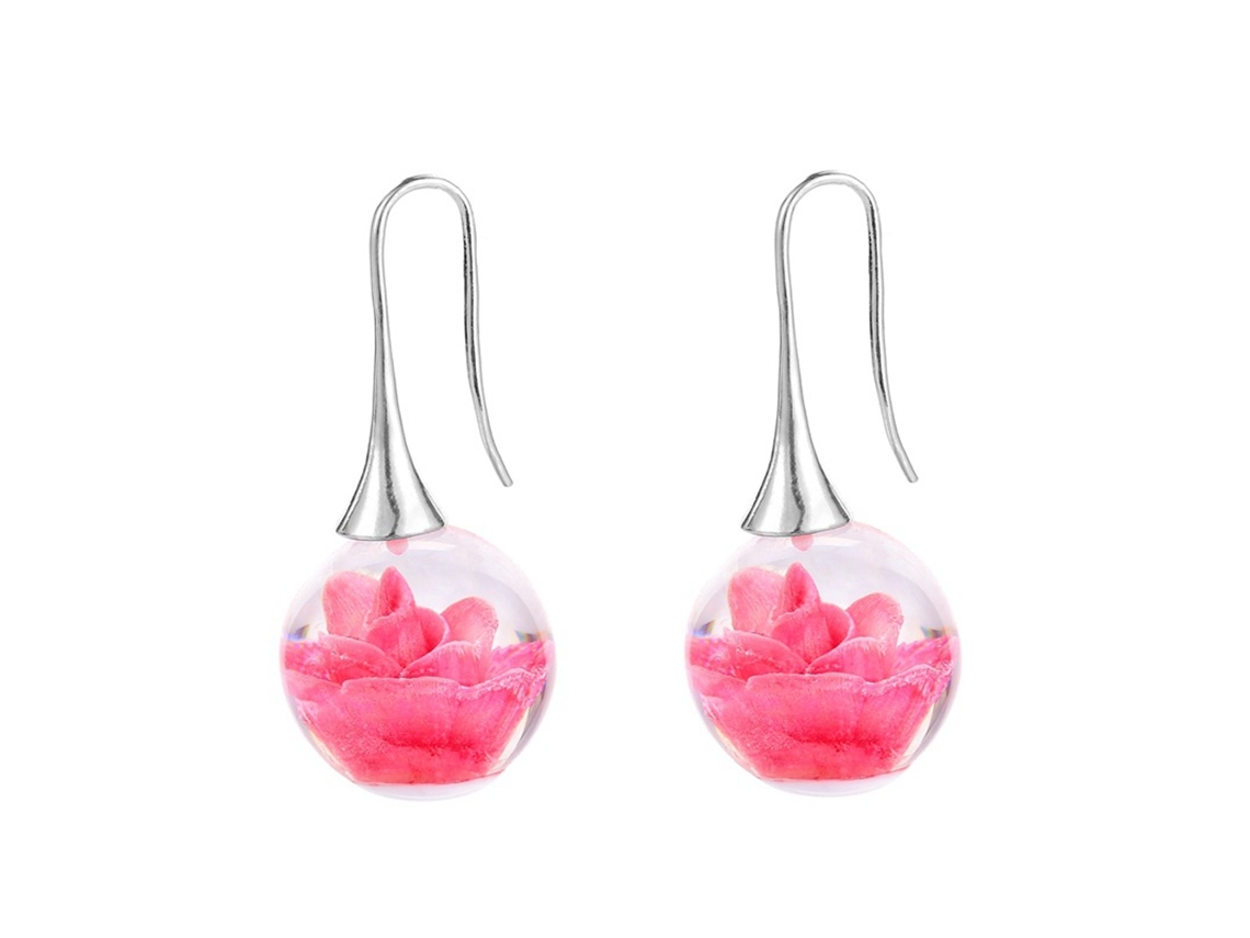 Brincos Liga Feminina Flor Luminosa Decoração Rosa Vermelha