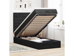 Vidaxl Estrutura de Cama Otomana com Colchões Preto Veludo