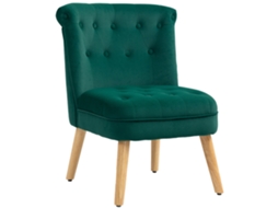 Assento Estofado E Acolchoado Com Botões, 60x66x79 Verde Poltrona De Veludo Para Sala De Estar Com