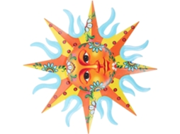 Decoração De Parede Em Forma De Sol De Ferro Laranja Para Uso Externo E Em Restaurantes.