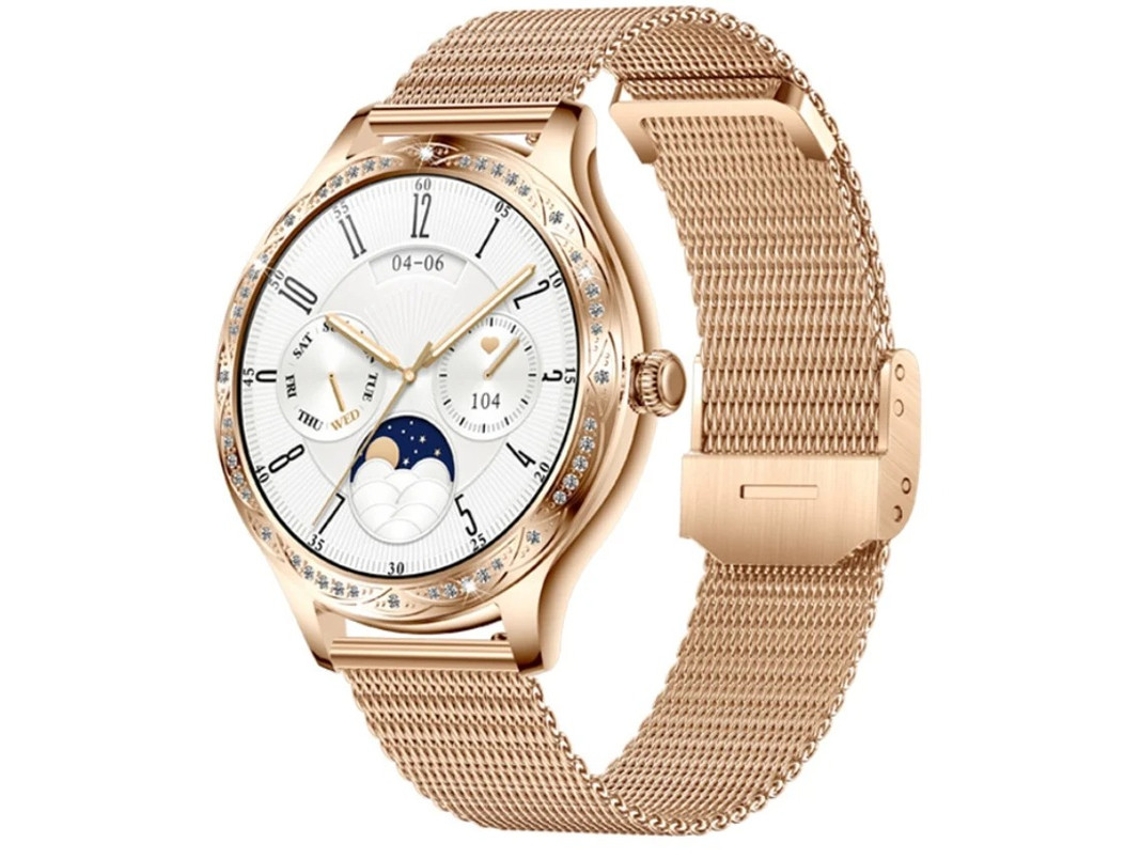 Smartwatch com tela Amoled HD, chamadas Bluetooth, monitoramento de frequência cardíaca e modos de saúde e esportes, rosa Bestvite
