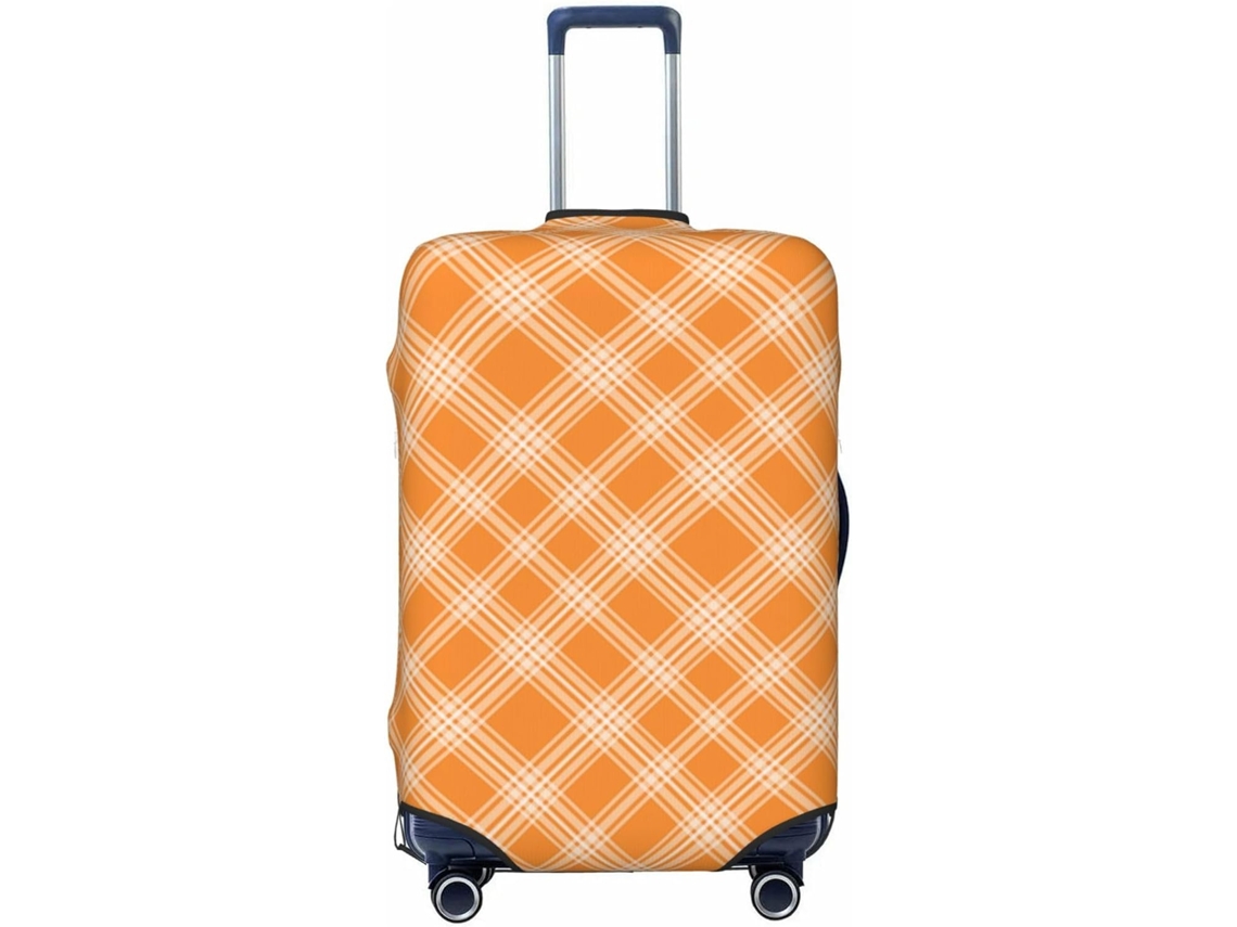 Capa para Mala Novastar Macia Xadrez Laranja Malas 3 Cm Tecido Poliéster Zíper Férias Viagens | S/MARCA