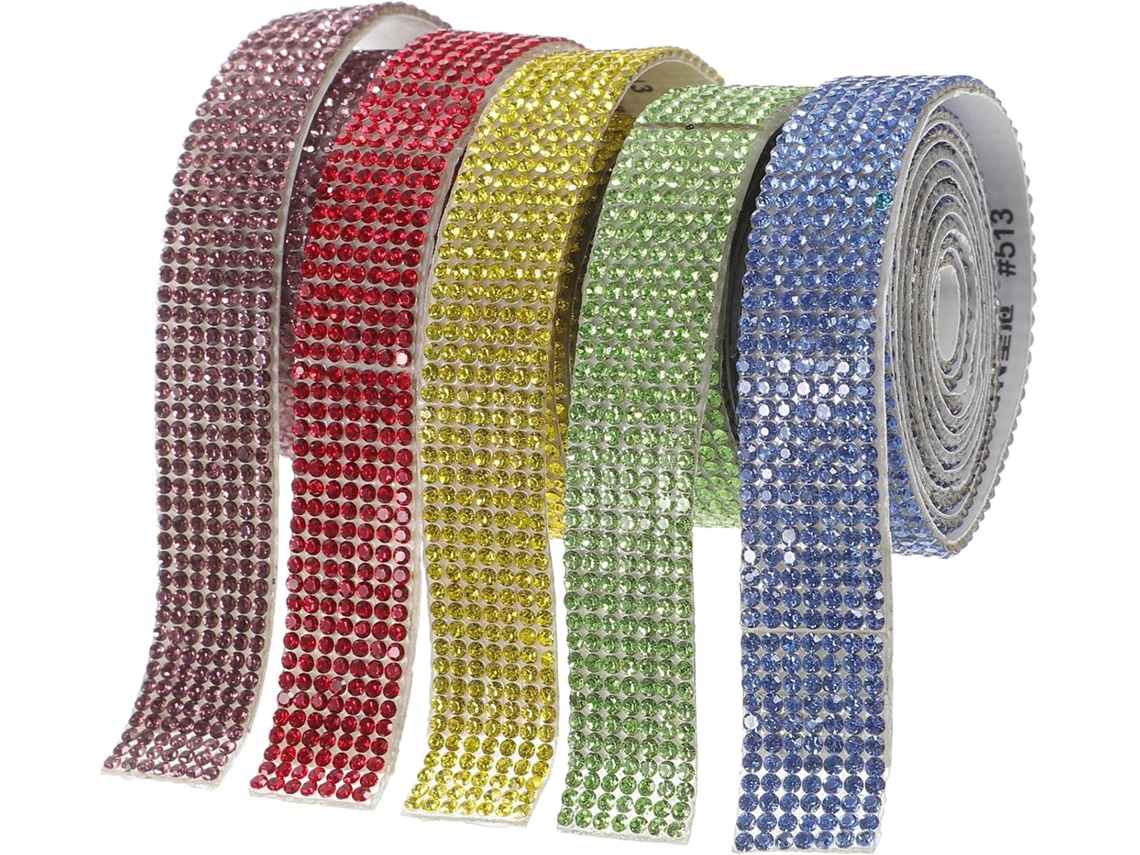 Abaodam 5-rolos De Fita Adesiva Com Strass Para Artesanato, Tiras Decorativas De Strass Para Roupas E Acessórios
