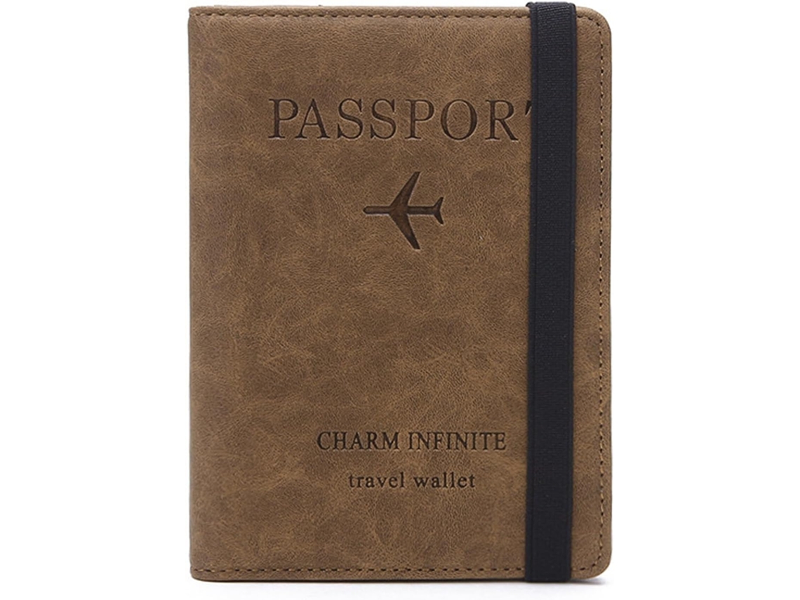 Porta-passaporte E Porta, Cartões De Débito Com Bloqueio Rfid, Carteira Multifuncional Em Couro Para Passaporte(marrom)
