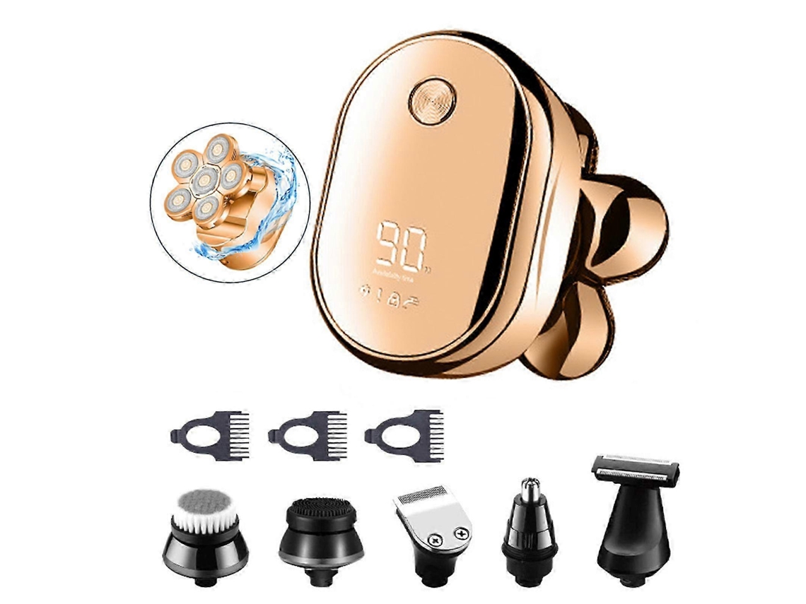 Barbeador Elétrico 5 Cabeças Dourado, Multifuncional, Com Design Elegante