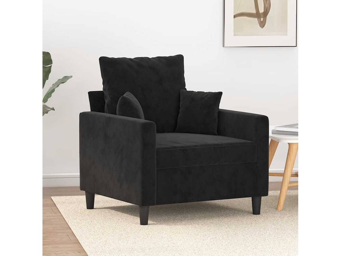Vidaxl Poltrona 60 Cm Veludo Preto