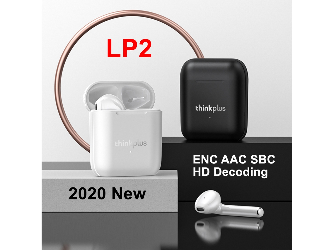 FONES Mali Lenovo LP2 TWS Bluetooth 5.0 controle tátil IPX5 resistente ao suor com microfone e estojo de carregamento 300mAh