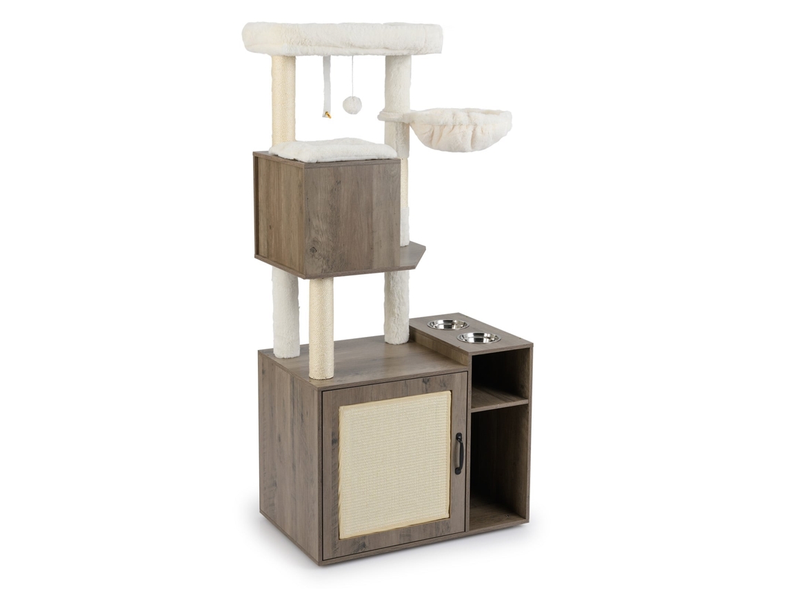 Torre para Gatos com Poste de Sisal, Caixa de Areia e Bola Pendurada NORTHIX