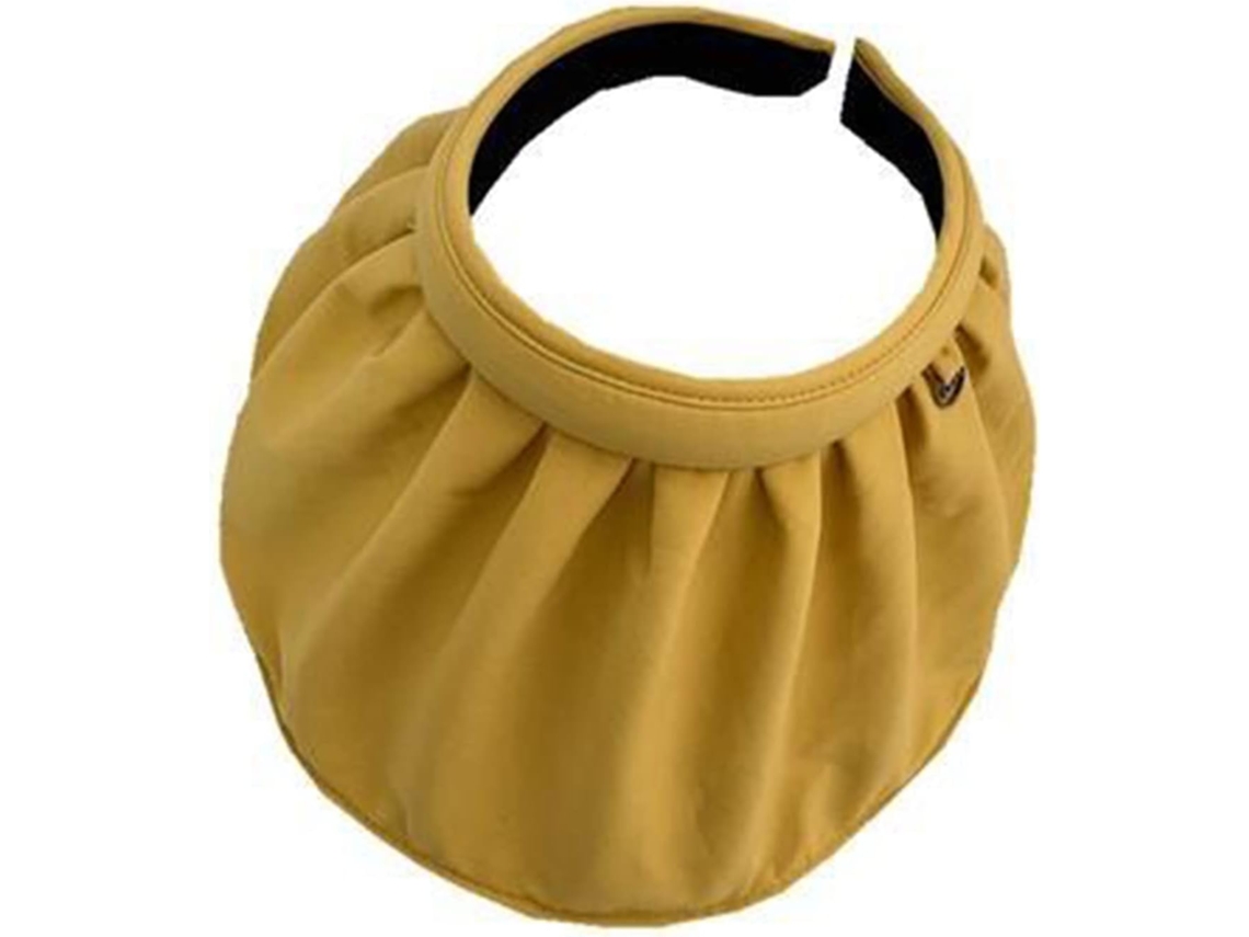 Chapéu De Copa Dobrável 2 Em 1 Vazio Para Sol/praia, Com Elástico, Amarelo, Tamanho Único.