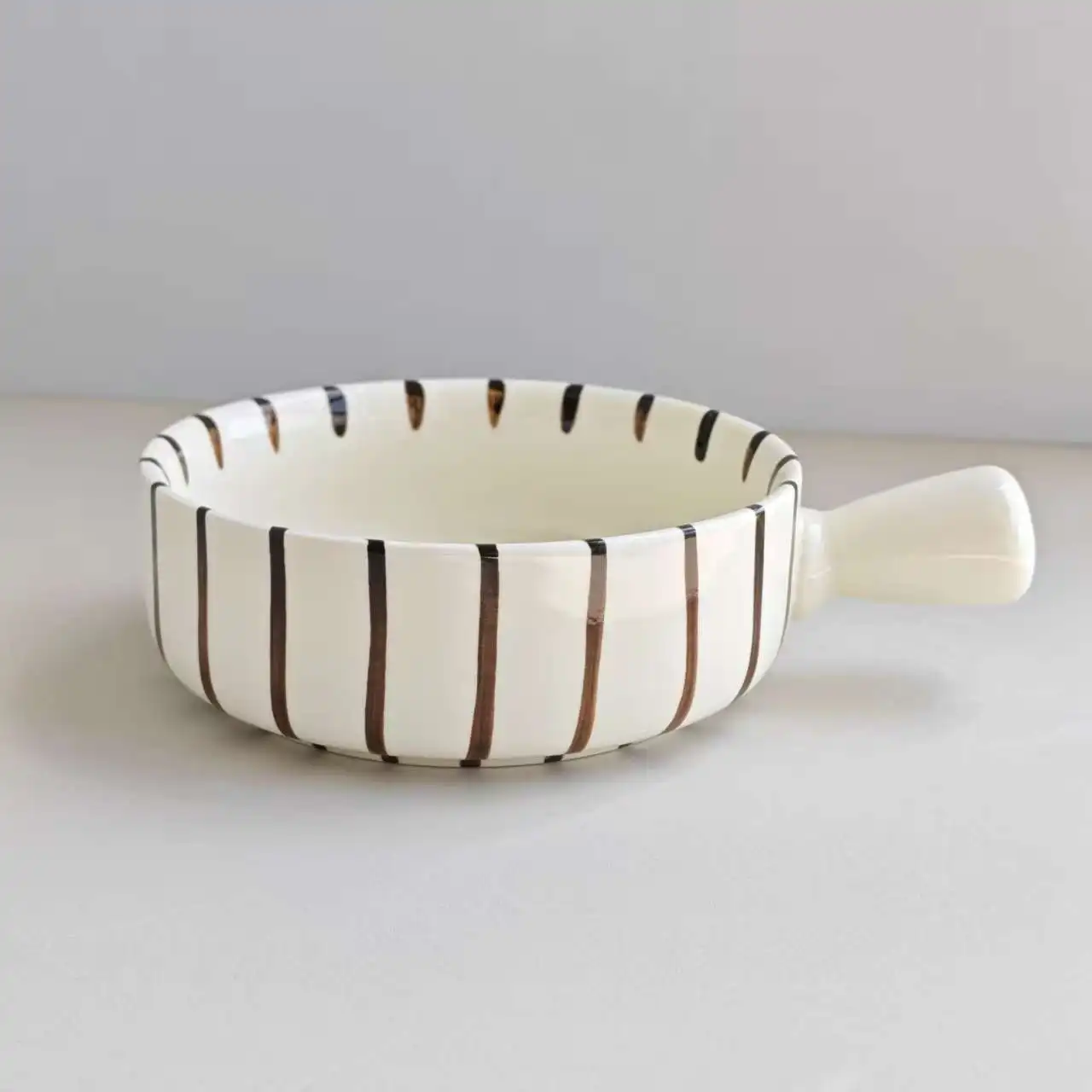 Tigela De Cerâmica Com Alça (marrom Chocolate, 20 Cm), Forma Para Assar, Estilo Minimalista
