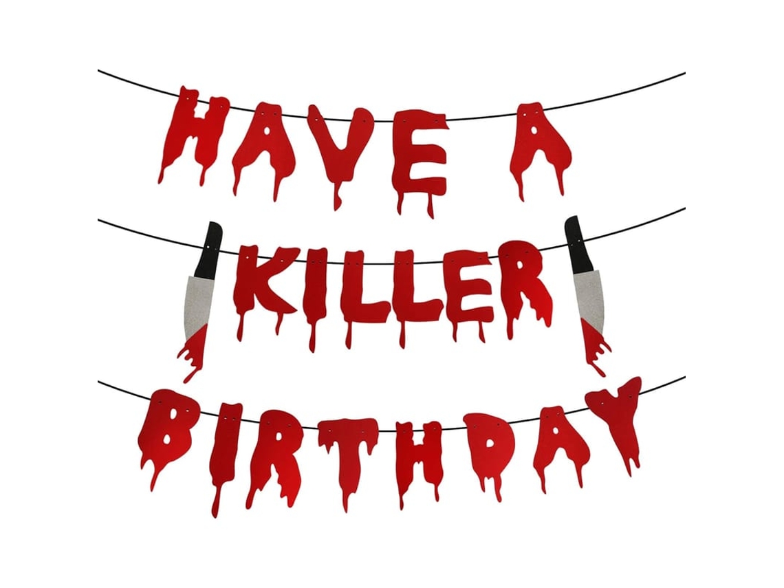 Banner De Aniversário De Horror De Halloween, Decoração De Festa Com Glitter, Reutilizável