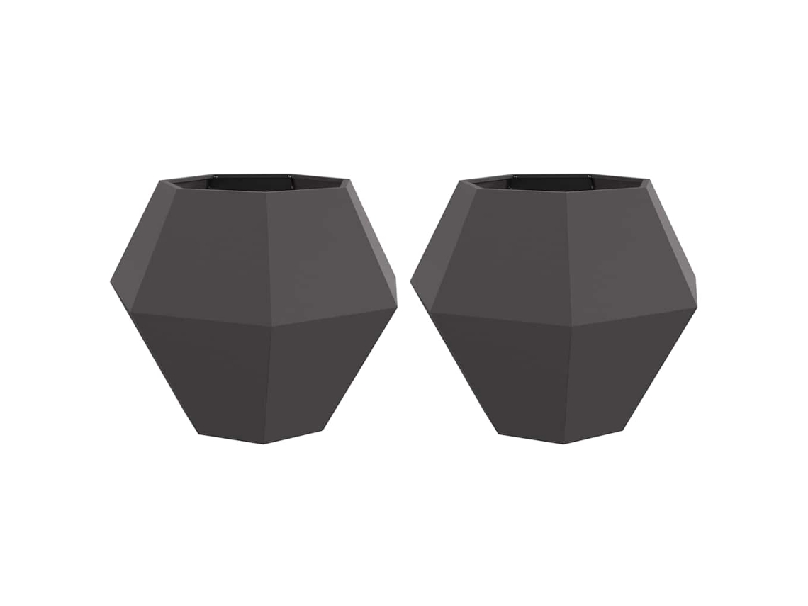 Conjunto 2 Vaso De Exterior Vidaxl Preto Aço (100 X 100 X 80 Cm)