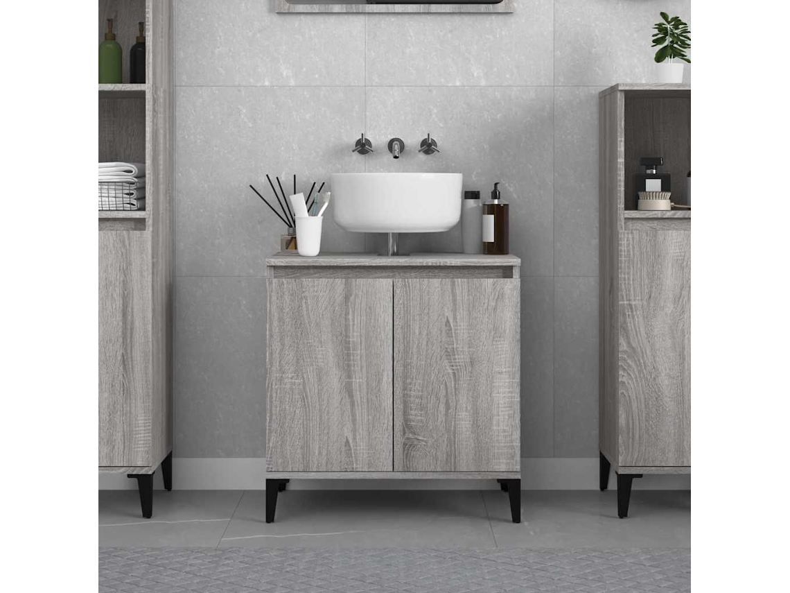 Vidaxl Móvel P/ Lavatório 58x33x60 Cm Derivados Madeira Cinza Sonoma