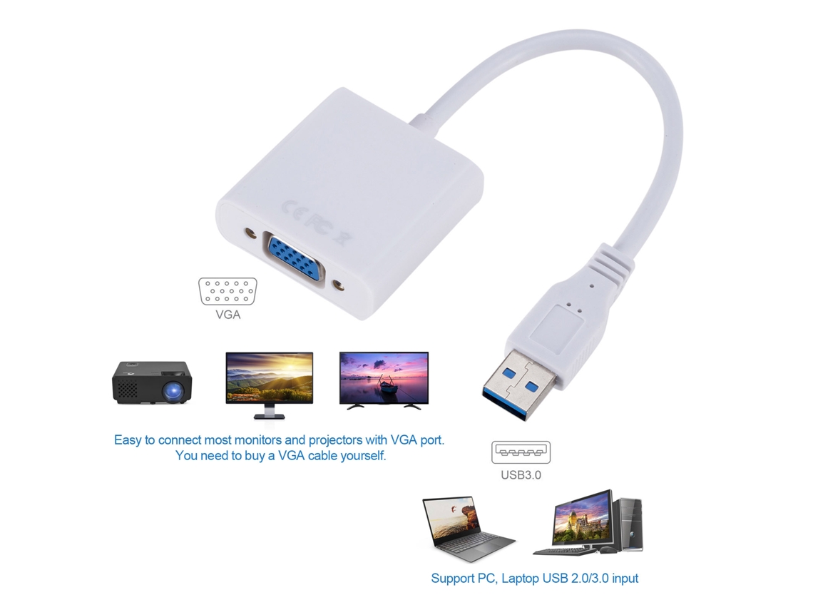Conversor Mali Usb3.0 para Vga para Monitor e Notebook