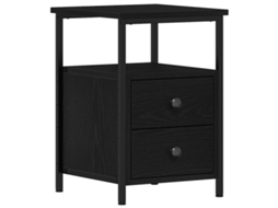 Mesa de Cabeceira em Carvalho Preto 34x35,5x50 cm Madeira Engenheirada MAISON EXCLUSIVE