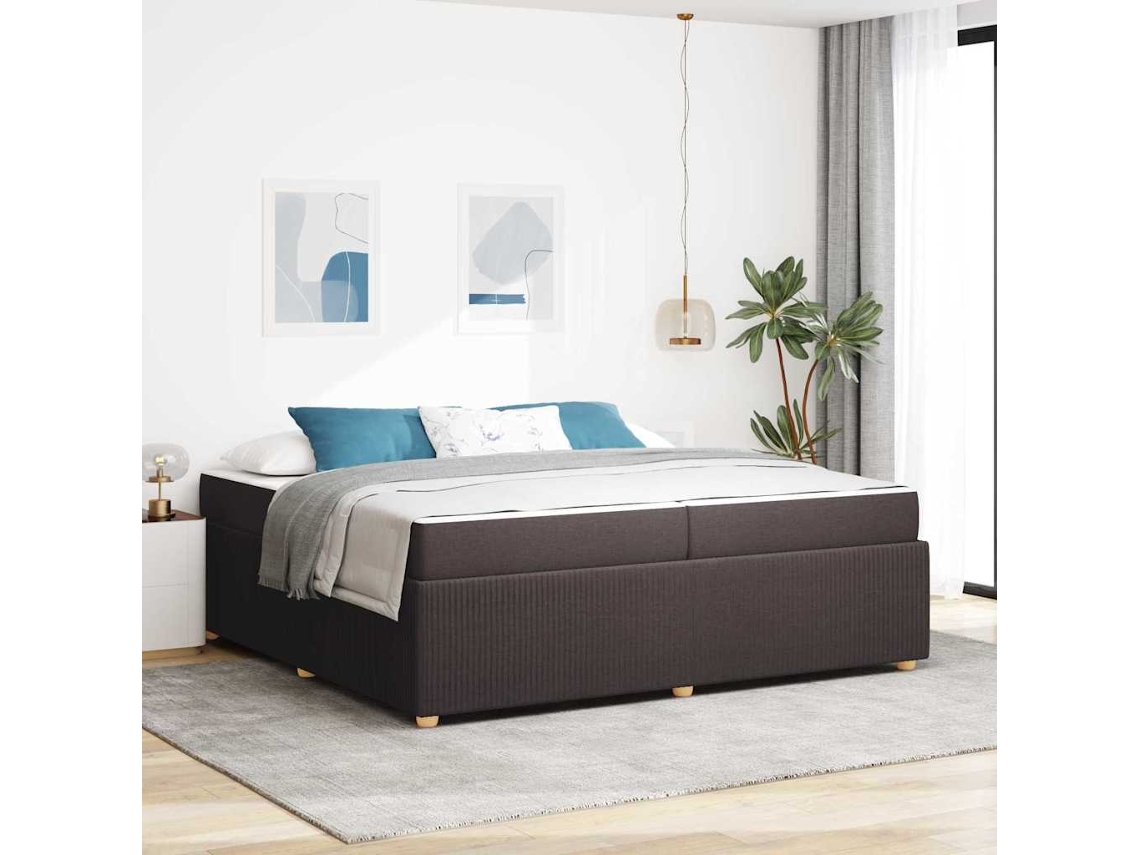 Vidaxl Estrutura da Cama com Colchão Marrom Escuro 200 X 200 Cm Tecido