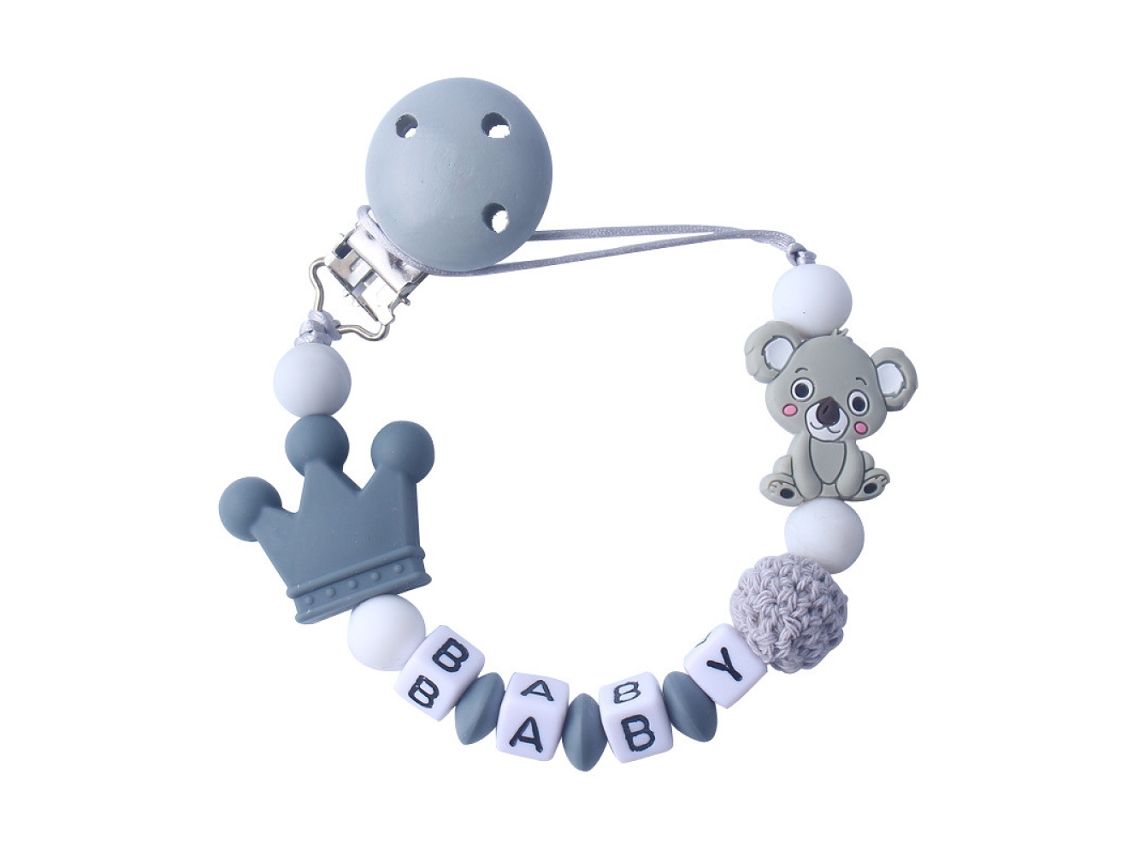 Corrente Para Chupeta Com Nome, Várias Cores, Suporte Para Chupeta, Corrente Personalizada Para Chupeta, Motivo De Raposa E Coração (menta)