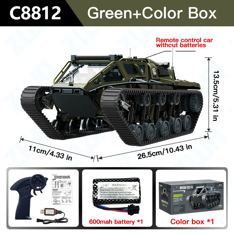(verde) Tanque De Esteiras Controlado Remotamente, Modelo De Simulação, Brinquedo Infantil