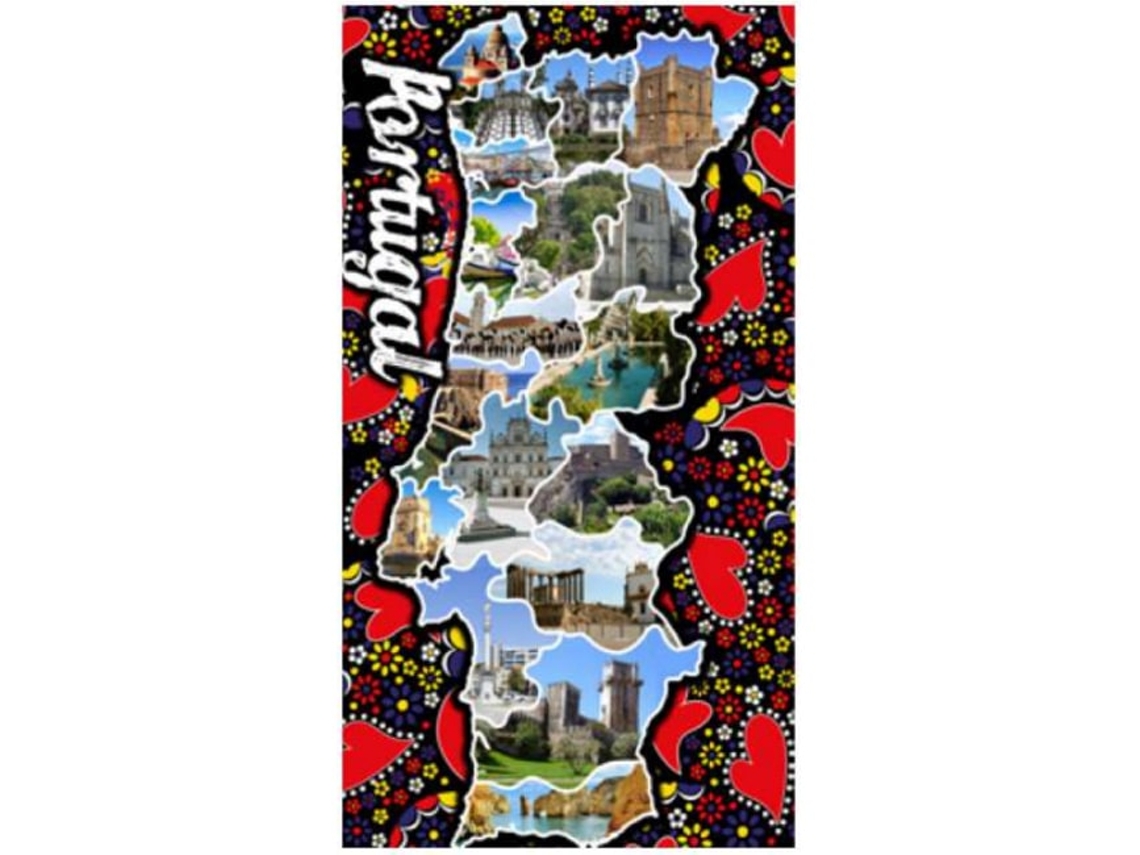 Toalha De Praia Microfibra Mapa Portugal Galo Barcelos