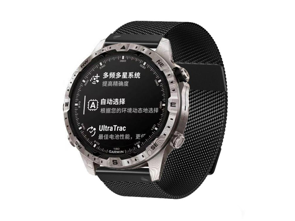 Bracelete para Garmin Metal Milanês Magnético Dupla Seção Preto XIAOMOYU (22mm)