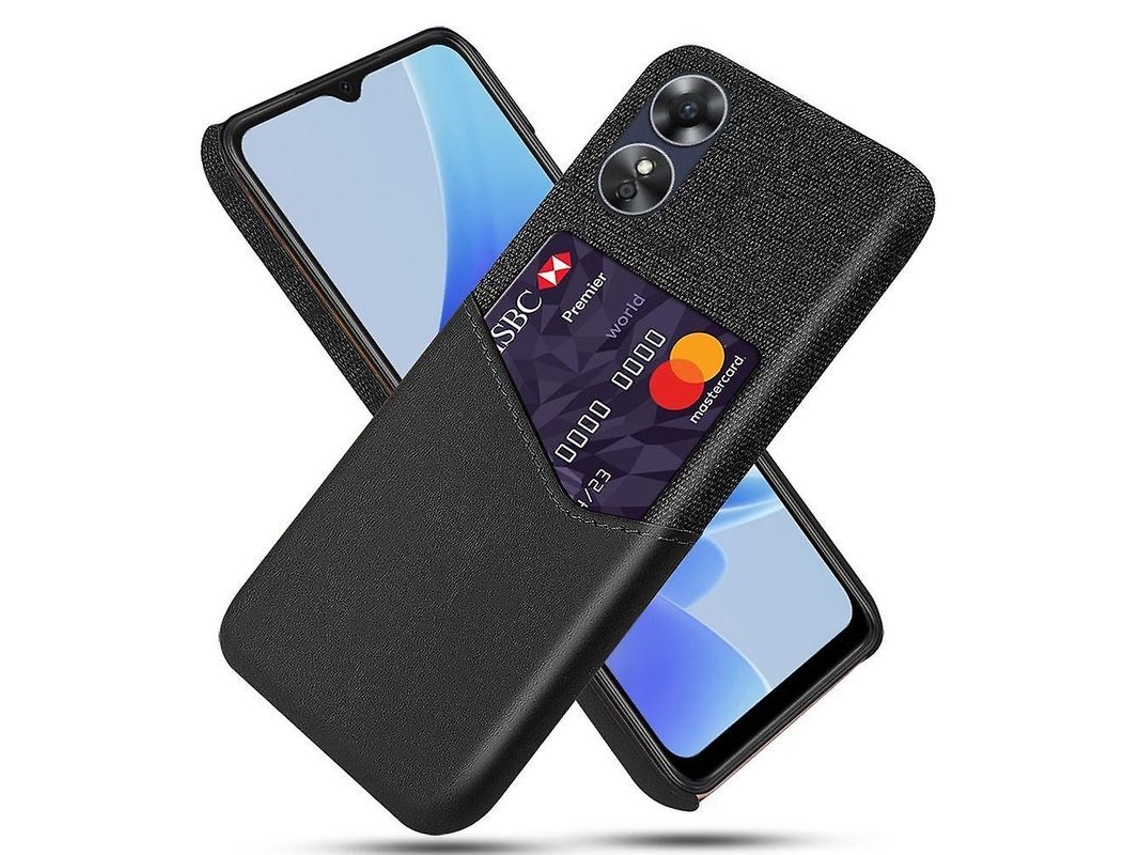 Capa de Telefone YURU para Oppo A17 4G, Porta Cartões, Preto
