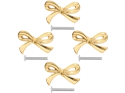 Conjunto De 4 Puxadores Gaveta Lifkome Em Latão Dourado Vintage Com Design Elegante Forma Laço Para Móveis E Armários