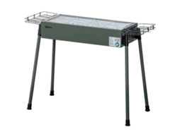 Barbecue A Carvão Com 2 Grelhas De Aço Inoxidável Portátil Com 2 Prateleiras Para Temperos Com Ganchos 77x30x70 Cm Verde