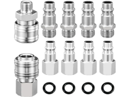 10 Peças De Acopladores Pneumáticos Com Vedações, 1/4 De Polegada, Acessórios Para Compressor, Adequados Para Conectores De Compressor Europeus Zeuxo