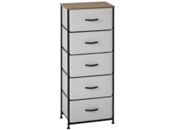 Cômoda VISTA, 5 gavetas, tecido, estrutura de aço, 45x30x116cm, cinza