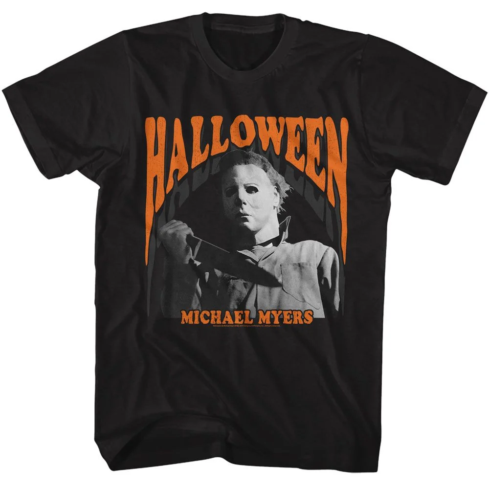 Rockinstone Halloween Movie Melt Black Adult T-shirt Size:m