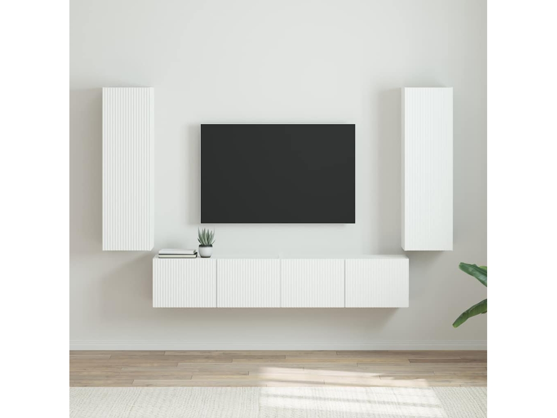 Vidaxl Armário De Tv De Parede 2 Unid. Branco Brilhante