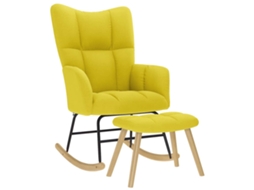 Vidaxl Cadeira De Baloiço Com Banco P/ Pés Tecido Amarelo-claro