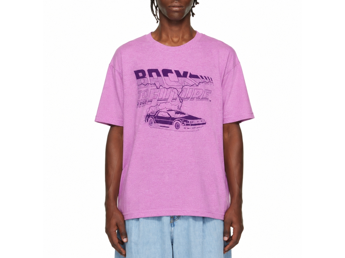 Rockinstone Back To The Future Movie Future Purple Heather Neon Purple Adult T-shirt Size:l