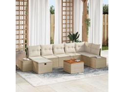 Vidaxl Conjunto De Sofá De Jardim 8 Unid. Bege Rattan Sintético