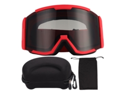 Rebe-gafas De Esquí Adulto De Doble Capa Antideslumbrantes Antiniebla Campo Amplio Para Nieve Escalada Marco Rojo Lente Gris
