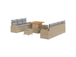 Conjunto 10 Conjunto De Sofá De Jardim Vidaxl Bege Vime Pe (80 X 80 X 71 Cm)
