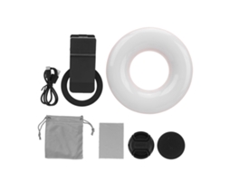 Lente Macro 2026 com Mini Ring Light com Clip, Zoom de 15x, 3000k-6500k, 5 Níveis de Brilho Ajustáveis para Fotografia e Gravação de Vídeo com Celular, Rosa